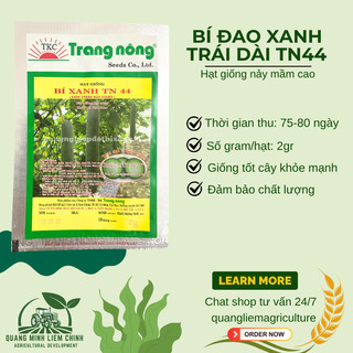 Bí Đao Xanh Trái Dài Trang Nông TN44 (2gram), hạt giống nảy mầm tốt, năng suất cao, trông quanh năm