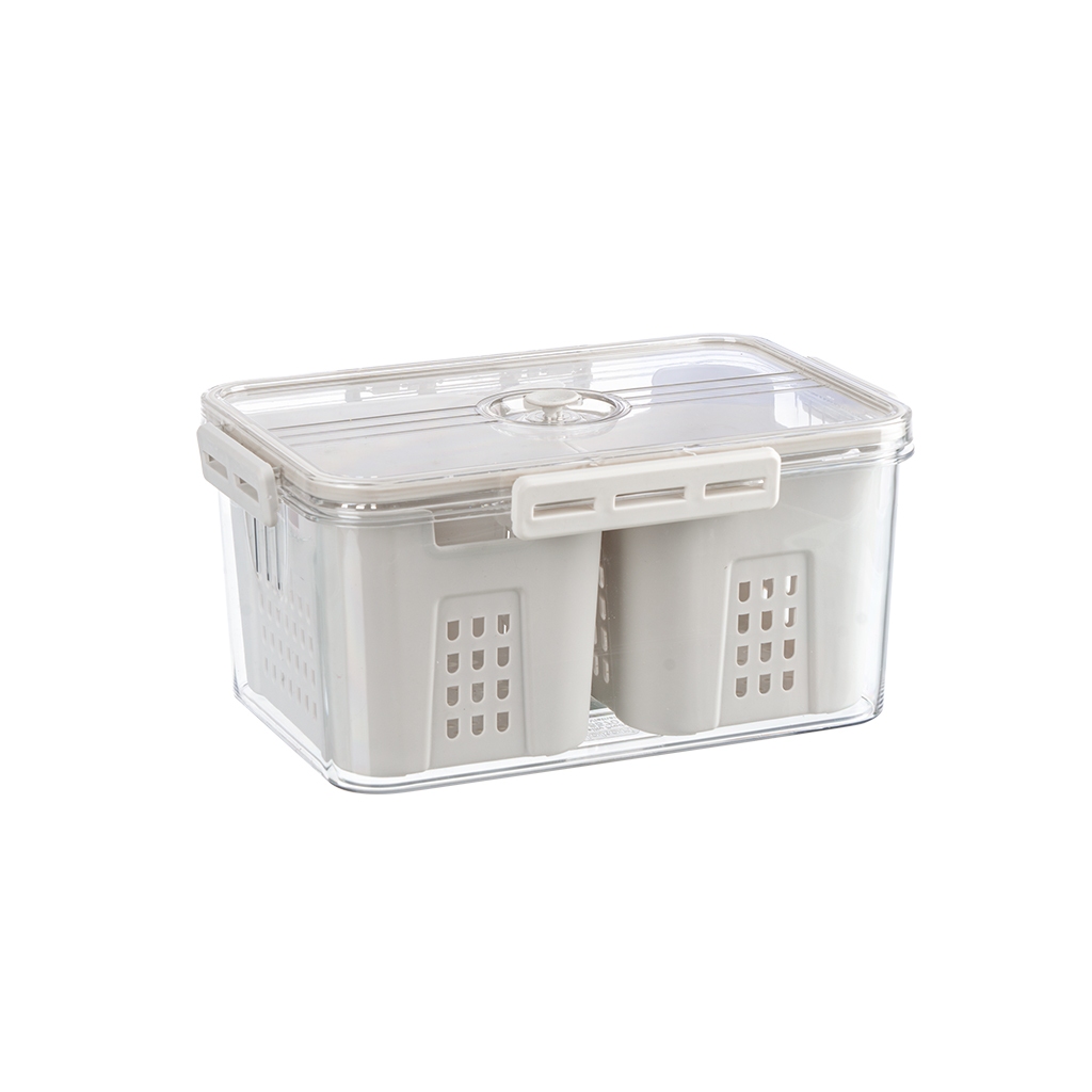 Hộp thực phẩm chữ nhật 2 ngăn Hokori 6570, Hộp bảo quản thức ăn,đồ đông lạnh an toàn tiện lợi, Hộp Đựng Hoa Quả, Thức Ăn