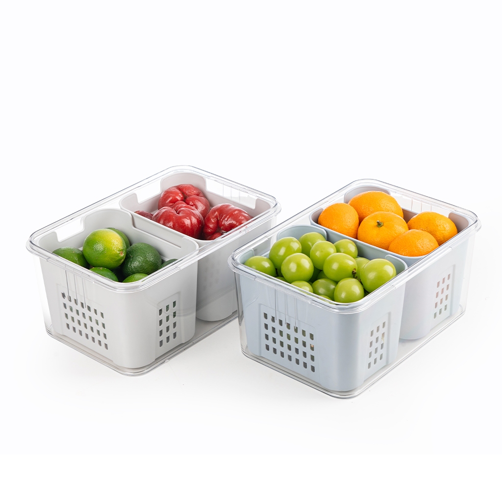 Hộp thực phẩm chữ nhật 2 ngăn Hokori 6570, Hộp bảo quản thức ăn,đồ đông lạnh an toàn tiện lợi, Hộp Đựng Hoa Quả, Thức Ăn