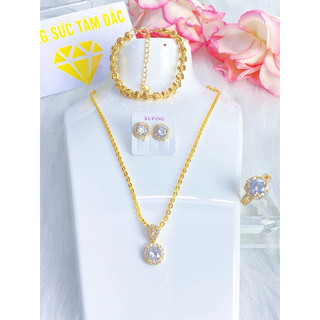 Combo Dây Chuyền Trang Sức Titan 4 Món – Mắt Xích, Mặt, Hoa Tai, Lắc Tay, Nhẫn Dành Cho Nữ
