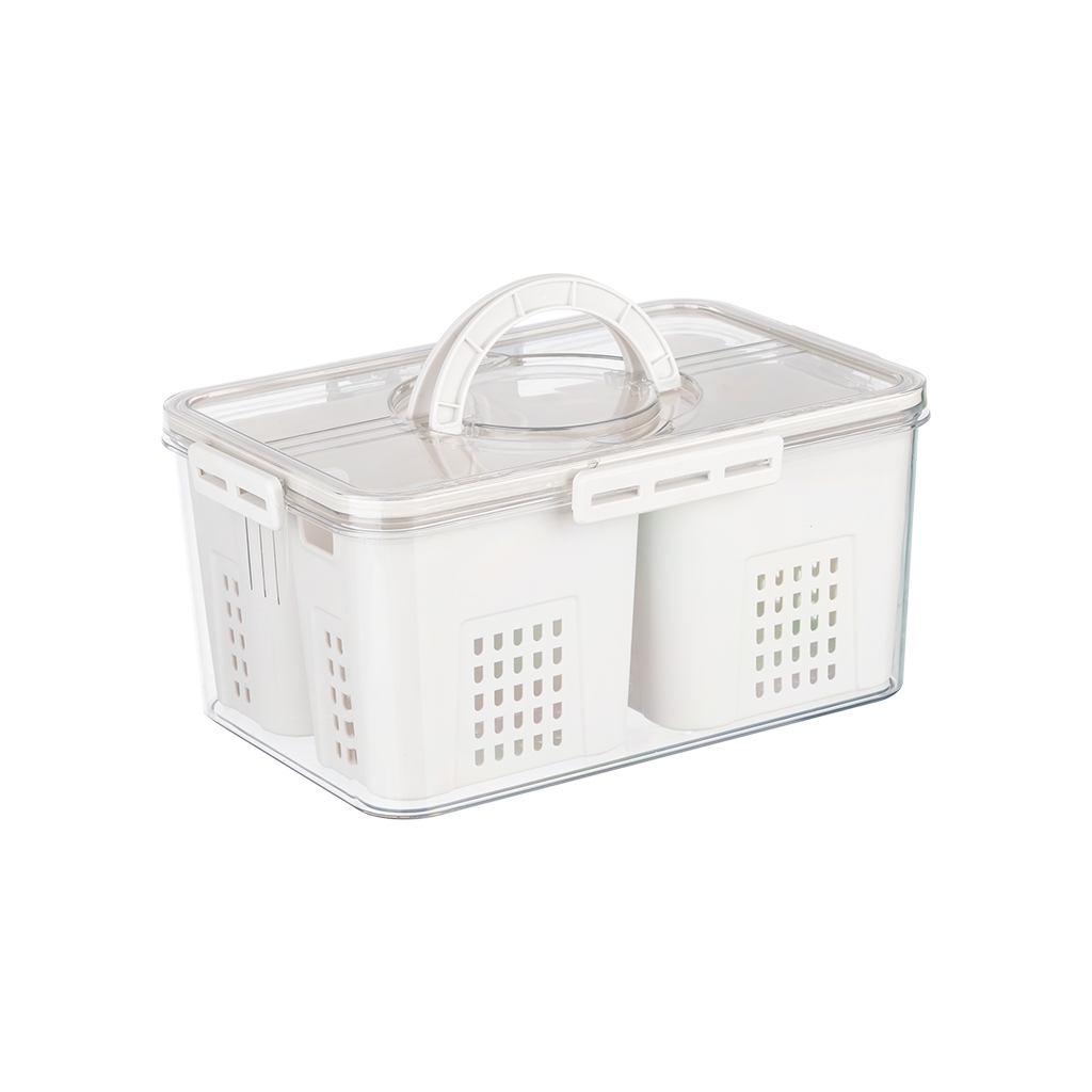 Hộp thực phẩm chữ nhật 3 ngăn Hokori 6571, Hộp bảo quản thức ăn,đồ đông lạnh an toàn tiện lợi, Hộp Đựng Hoa Quả, Thức Ăn