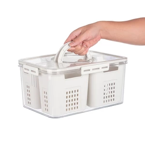 Hộp thực phẩm chữ nhật 3 ngăn Hokori 6571, Hộp bảo quản thức ăn,đồ đông lạnh an toàn tiện lợi, Hộp Đựng Hoa Quả, Thức Ăn