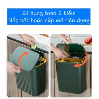 hùng Rác 12L Nắp Lật Thùng rác thông minh Gắn Tường Tiện Dụng Cho Nhà Bếp Nhà Vệ Sinh