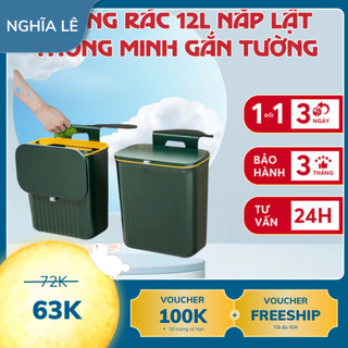 hùng Rác 12L Nắp Lật Thùng rác thông minh Gắn Tường Tiện Dụng Cho Nhà Bếp Nhà Vệ Sinh
