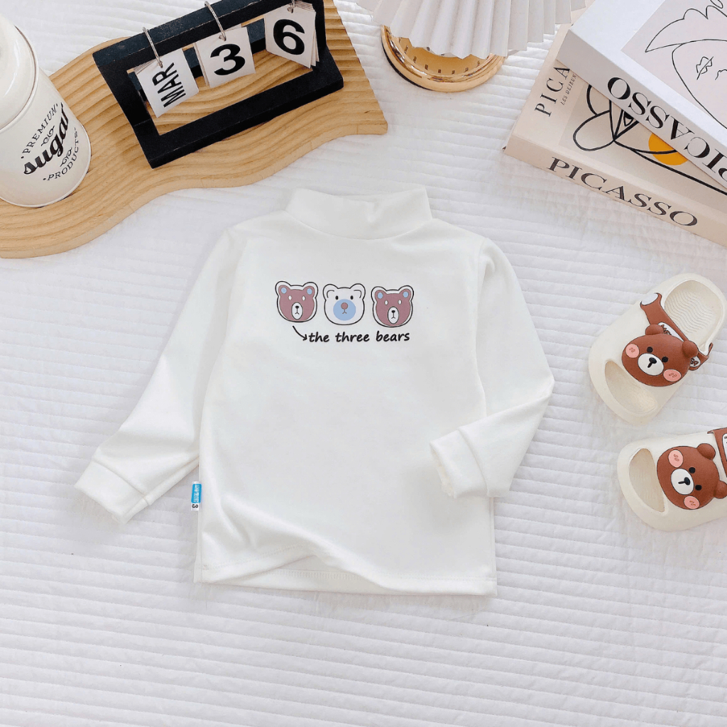 (Loại Đẹp) Áo giữ nhiệt thu đông chất vải nỉ zip lông cổ lọ cho bé trai bé gái gữ ấm 5-15kg ZL01 Đậu Đậu Store