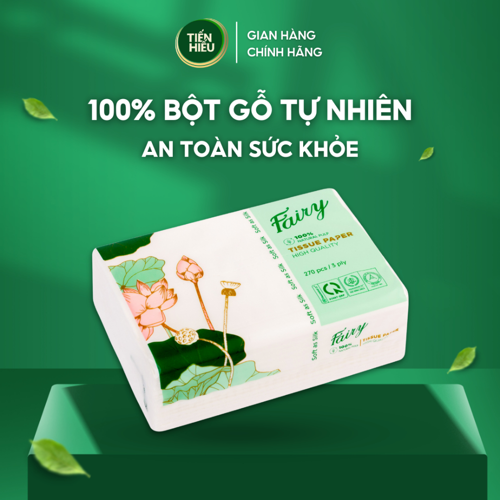 Ảnh Combo 30 Bịch Giấy Ăn Fairy Sen Chất Liệu 100% Gỗ Tự Nhiên An Toàn Thiết Kế 3 Lớp Bền Dai 270 Tờ 2