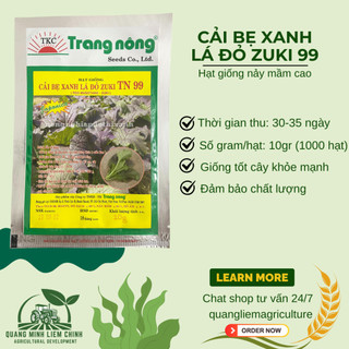 Cải bẹ xanh lá đỏ zuki Trang Nông TN99 (10gr), hạt giống nảy mầm tốt, năng suất cao, trông quanh năm