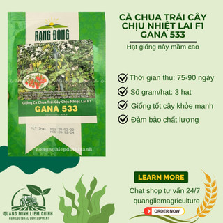 Hạt Giống Cà Chua Trái Cây Chịu Nhiệt Lai F1 Gana RADO 533 (Gói 3 Hạt) Rạng Đông, Sai Trái, Vị Ngọt