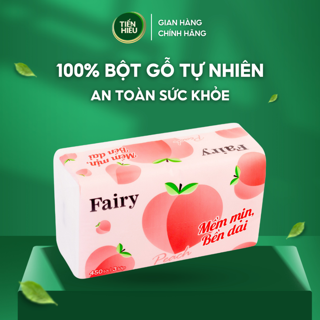 Ảnh Thùng 30 Gói Giấy Ăn Rút Fairy Đào Khổ To 3 Lớp Siêu Dai Chất Liệu Mềm Mại An Toàn Cho Da 450 Tờ 2
