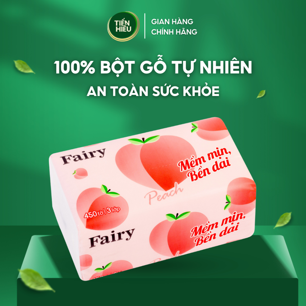 Ảnh Giấy Ăn Rút Fairy Đào 450 Tờ Khổ To Tiện Dụng 100% Gỗ Tự Nhiên Mềm Mại An Toàn 3 Lớp Bền Dai 2