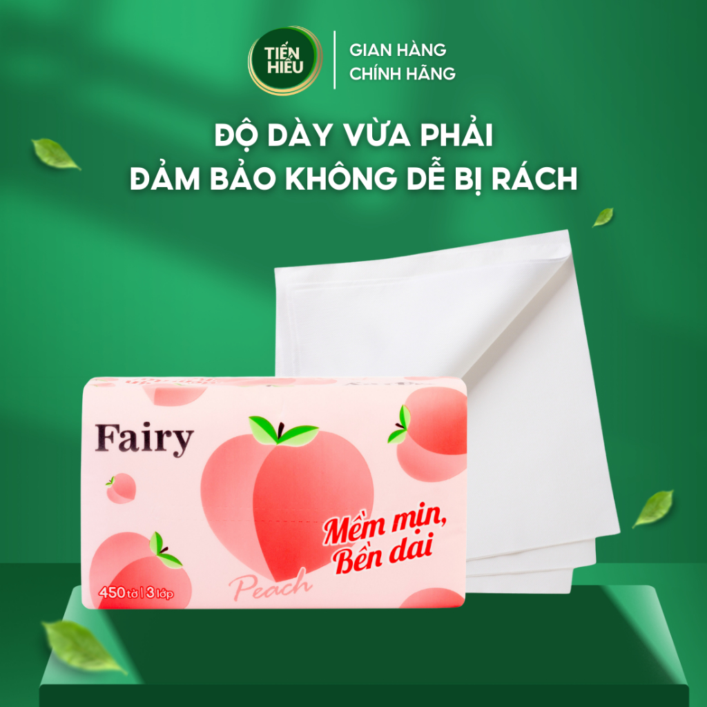 Ảnh Giấy Ăn Rút Fairy Đào 450 Tờ Khổ To Tiện Dụng 100% Gỗ Tự Nhiên Mềm Mại An Toàn 3 Lớp Bền Dai 3