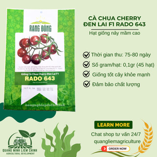 Hạt Giống Cà Chua Cherry Đen Lai F1 RADO 643 (Gói 0,1g~45 Hạt) Rạng Đông, Trồng Quanh Năm