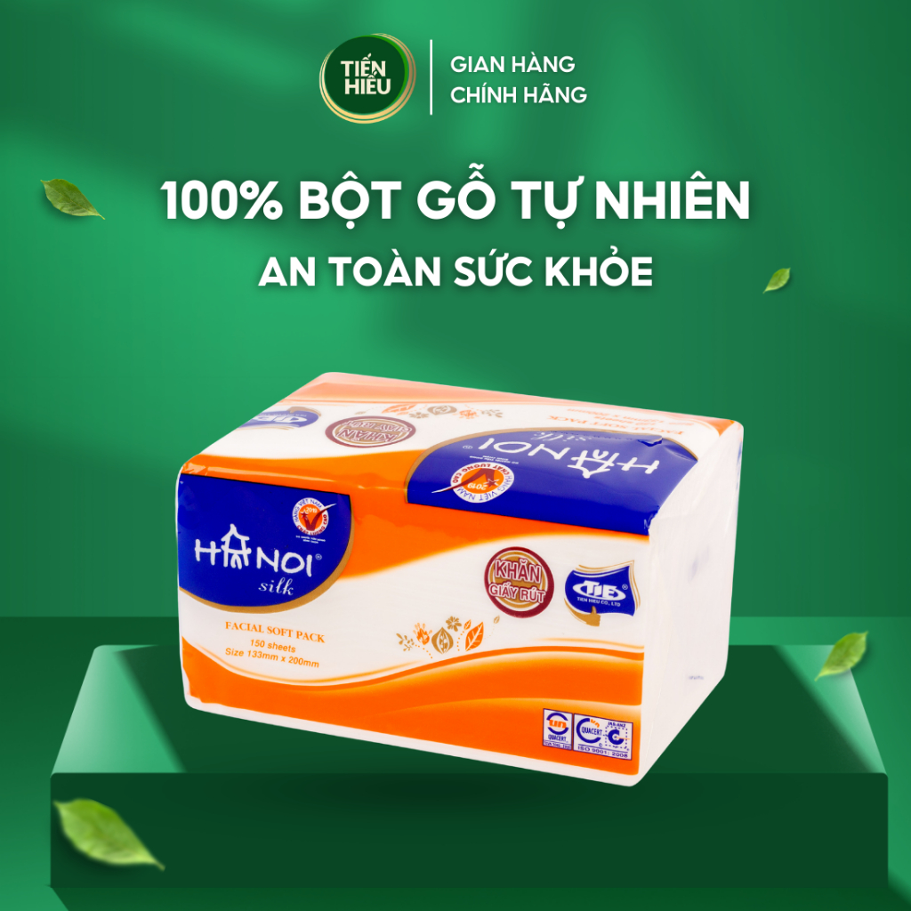 Ảnh Combo 8 Gói Giấy Ăn Rút Hà Nội Silk Làm Từ 100% Gỗ Tự Nhiên Mềm Mại Bền Dai An Toàn 150 Tờ x 3 Lớp 1