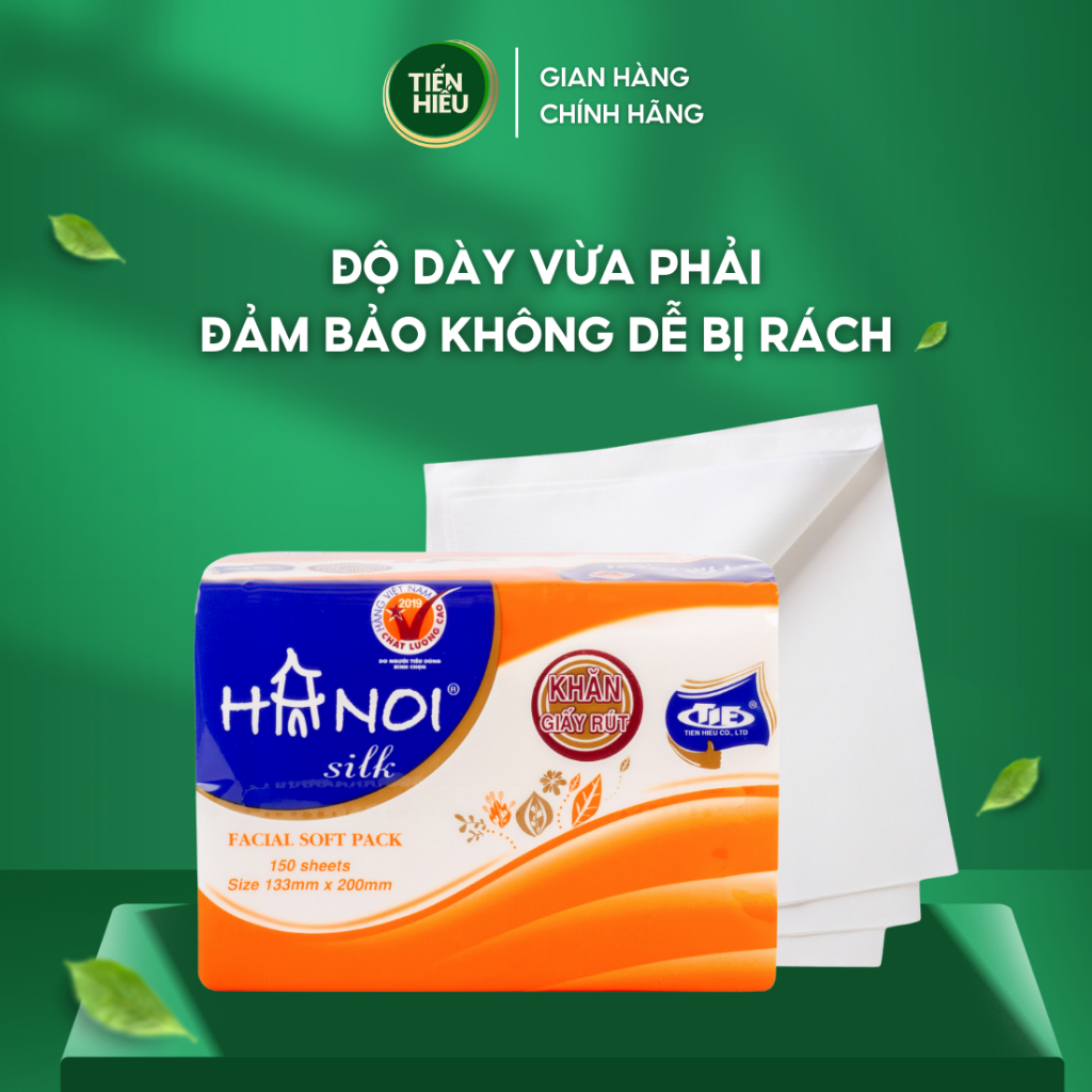 Ảnh Combo 8 Gói Giấy Ăn Rút Hà Nội Silk Làm Từ 100% Gỗ Tự Nhiên Mềm Mại Bền Dai An Toàn 150 Tờ x 3 Lớp 2