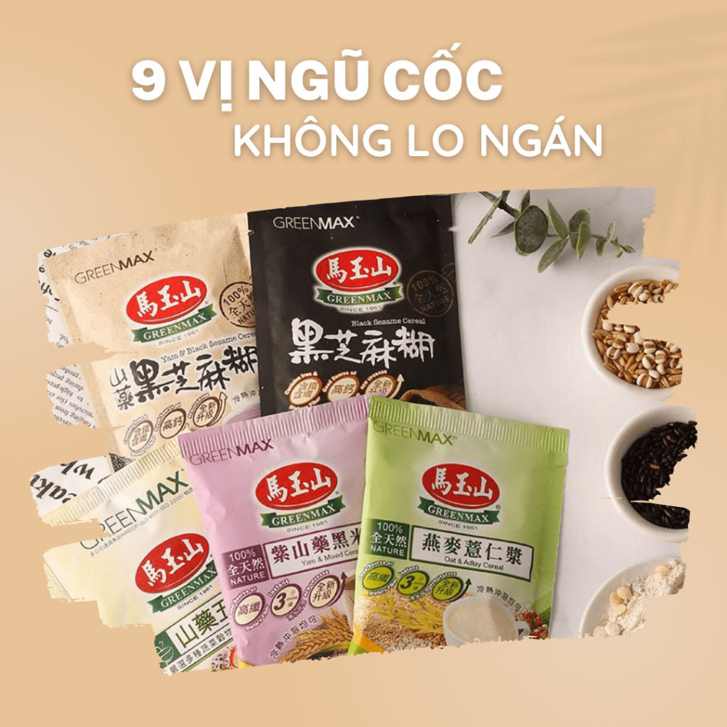 Bột ngũ cốc Greenmax Đài Loan ( gói nhỏ dùng thử) 25-30g, ăn sáng tiện lợi , bổ sung dinh dưỡng