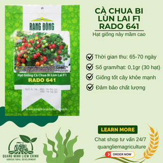 Hạt Giống Cà Chua Bi Lùn Lai F1 RADO 641 (Gói 0,1g~30 Hạt) Rạng Đông, Trồng Chậu, Dễ Chăm Sóc