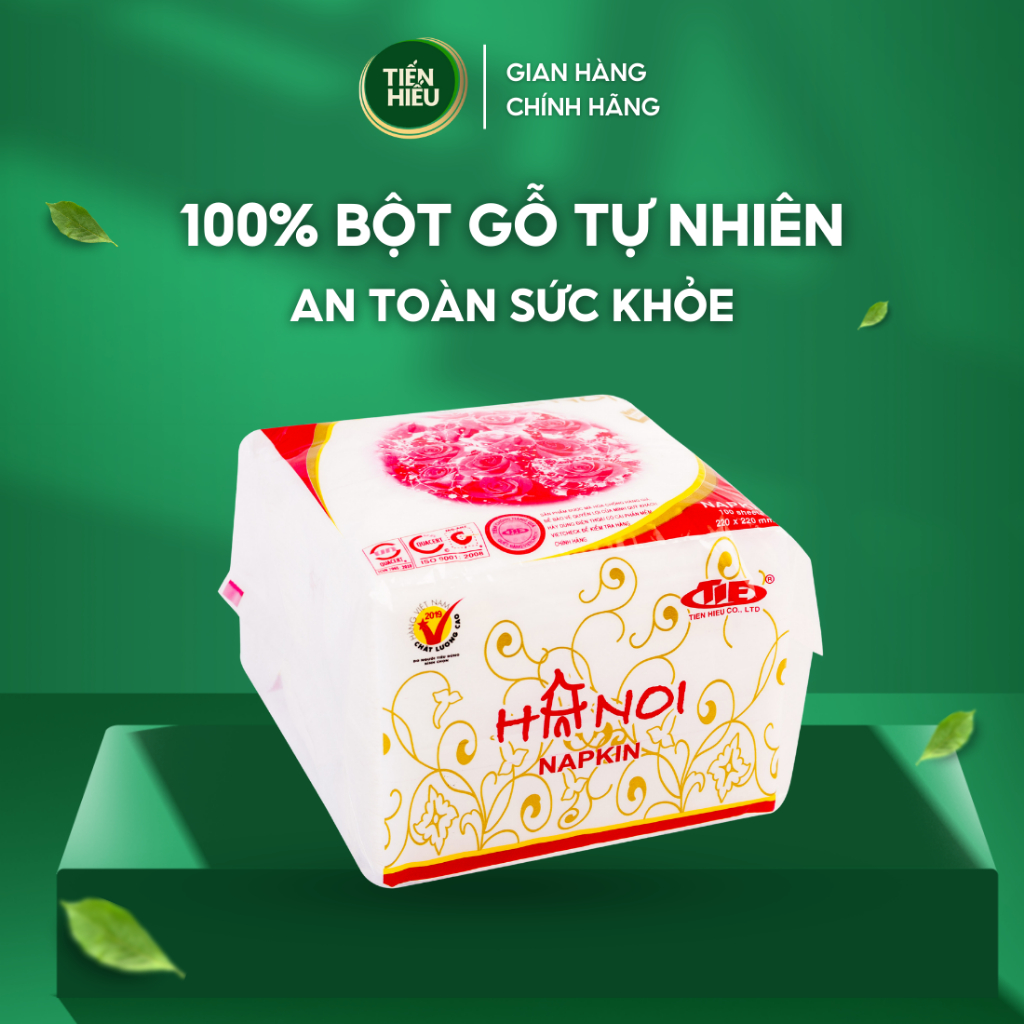 Ảnh Combo 8 Gói Khăn Giấy Ăn Napkin Hanoi Silk Khổ 220 x 220mm 2 Lớp Mềm Mịn Cao Cấp Tiện Lợi 100 Tờ 1