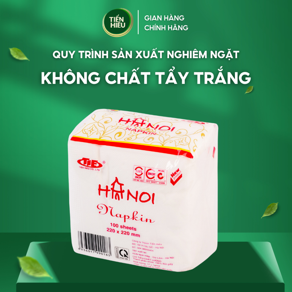 Ảnh Combo 8 Gói Khăn Giấy Ăn Napkin Hanoi Silk Khổ 220 x 220mm 2 Lớp Mềm Mịn Cao Cấp Tiện Lợi 100 Tờ 3