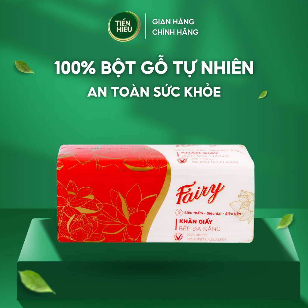 Ảnh Khăn Giấy Lau Đa Năng FAIRY 2 Lớp Dày Dai Thấm Hút Dầu Tốt Lau Bếp Chén Bát Tiện Lợi 100 Tờ 1