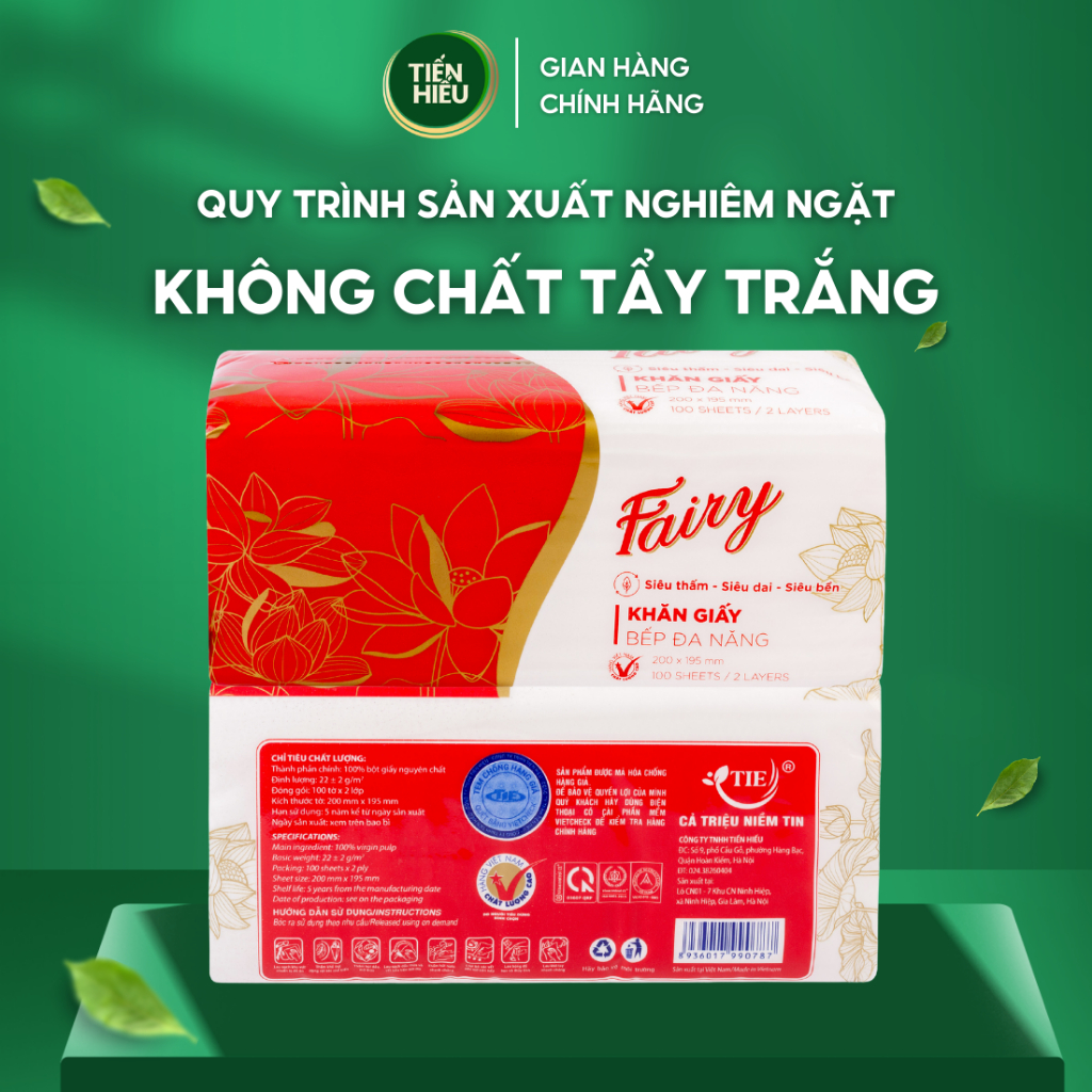 Ảnh Khăn Giấy Lau Đa Năng FAIRY 2 Lớp Dày Dai Thấm Hút Dầu Tốt Lau Bếp Chén Bát Tiện Lợi 100 Tờ 3