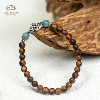 Vòng trầm hương Cát Tường Aquamarine Mộc Tâm An, quà tặng dịp lễ cho bạn gái