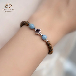 Vòng trầm hương Cát Tường Aquamarine Mộc Tâm An, quà tặng dịp lễ cho bạn gái