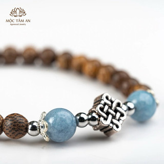 Vòng trầm hương Cát Tường Aquamarine Mộc Tâm An, quà tặng dịp lễ cho bạn gái