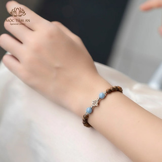 Vòng trầm hương Cát Tường Aquamarine Mộc Tâm An, quà tặng dịp lễ cho bạn gái