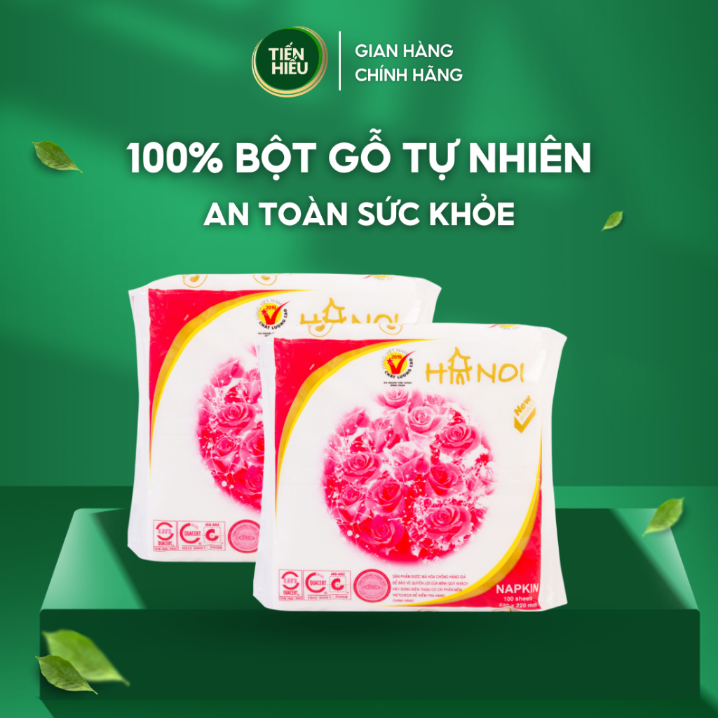 Ảnh Khăn Giấy Ăn Hanoi Silk Napkin Khổ 220 x 220mm Tiện Lợi Chất Liệu Mềm Mịn Thấm Hút Nhanh 100 Tờ 1