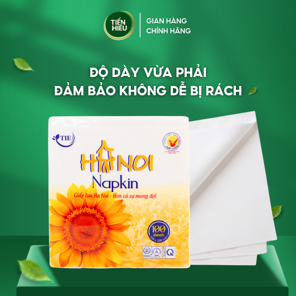 Ảnh Giấy Khăn Ăn Hà Nội Silk Khổ 320 x 320mm 2 Lớp Mềm Mịn Cao Cấp Đa Năng Tiết Kiệm 100 Tờ 2