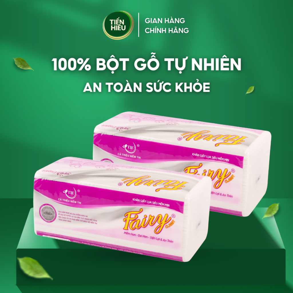 Ảnh Combo 4 Gói Khăn Giấy Rút Lụa Fairy Classy Cao Cấp 100% Gỗ Tự Nhiên An Toàn Siêu Mềm Mại Thấm Hút Nhanh 280 Tờ 1