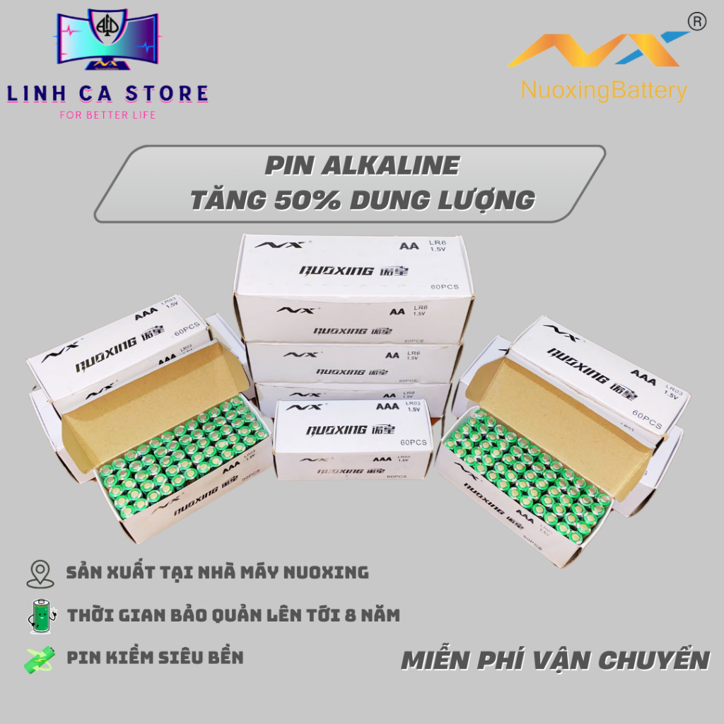Hộp 60 Viên Pin AA Pin AAA Alkaline 1.5V chất lượng cao cho micro điều ...