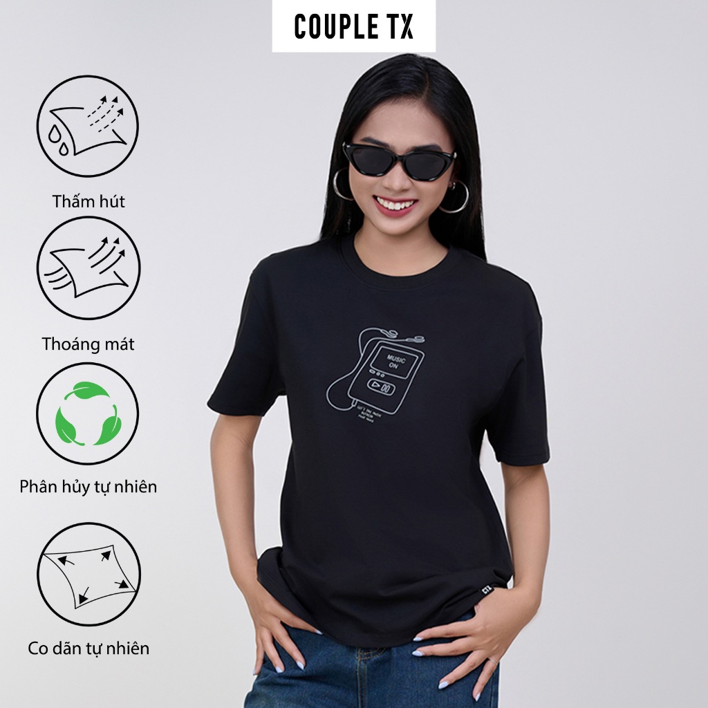 Ảnh Áo Thun Nữ Couple TX Vải Sợi Bắp In Cao "Music On" Form Relax WTS 2408 4