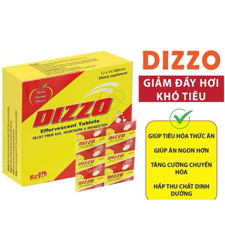CHÍNH HÃNG: Vỉ 4 viên Sủi Làm Hỗ trợ tiêu hoá Giảm đầy hơi, khó tiêu, ợ chua DIZZO Effervescent Vị Cam-Date xa