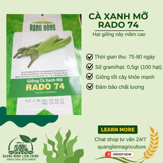 Hạt Giống Cà Xanh Mỡ RADO 74 (Gói 0,2gram~100 Hạt) Rạng Đông, Sai Trái, Ít Sâu Bệnh, Trồng Quanh Năm