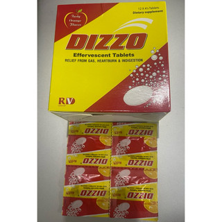 CHÍNH HÃNG: Vỉ 4 viên Sủi Làm Hỗ trợ tiêu hoá Giảm đầy hơi, khó tiêu, ợ chua DIZZO Effervescent Vị Cam-Date xa