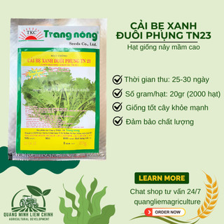 Cải Bẹ XANH ĐUÔI PHỤNG TN23 (20gram) Trang Nông, Hạt Giống Nảy Mầm Tốt, Năng Suất Cao