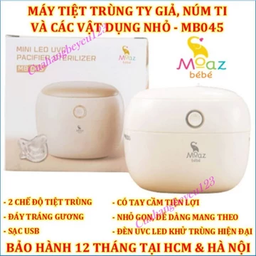 Máy tiệt trùng ti giả / Núm ti tia UVC Moaz BéBé Bebe MB-045 MB045 - Thiết kế 2 chế độ tiệt trùng nhỏ gọn tiện dụng