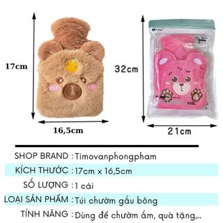 Túi Chườm Ấm Nóng 500ml Hình Capybara Loopy Gấu Bông Quà Tặng Cho Bạn Gái Timo TC03