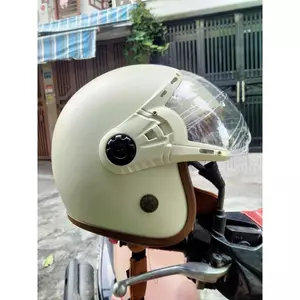 Mũ Bảo Hiểm 3/4 Kính Càng Lót Nâu Màu Kem, màu đen nhám [ vòng đầu 52-60 cm. ]