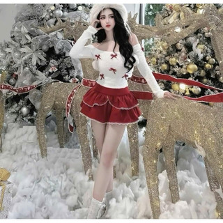 Váy bé gái,Sét áo trắng nơ đỏ mix váy xoè đỏ cho bé gái