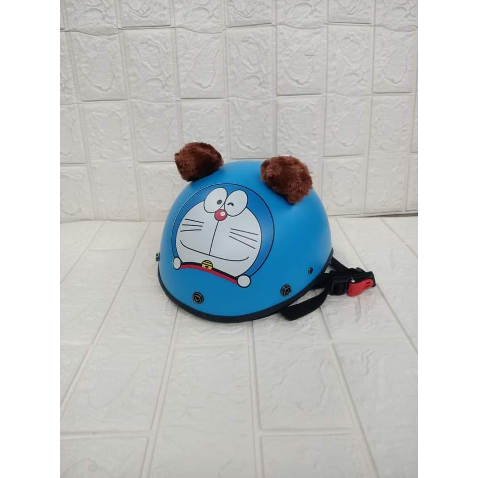 Mũ Bảo Hiểm Nửa Đầu 1/2 Có Tai Tem Pikachu,Doraemon,Gấu Nâu, HEO HỒNG Siêu HOT - Hàng Cao Cấp ( SIZE ĐẦU 52-60CM )
