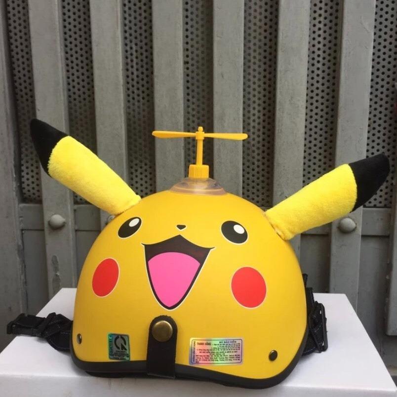 Mũ Bảo Hiểm Nửa Đầu 1/2 Có Tai Tem Pikachu,Doraemon,Gấu Nâu, HEO HỒNG Siêu HOT [ kèm kính uv 400 ]