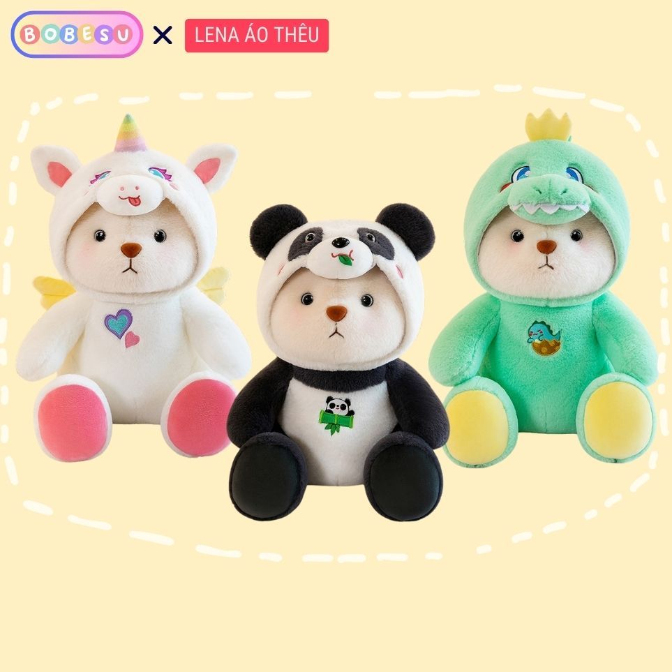 Gấu Bông Lena Cosplay Gấu Trúc Khủng Long Kỳ Lân Dễ Thương, Gấu Lena Có Quần Áo Hàng Nhập Cao Cấp