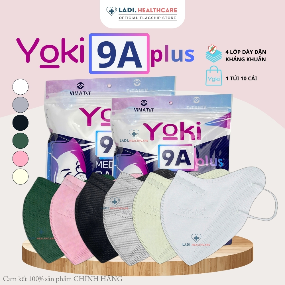 [Thùng 50 Cái] Khẩu trang 9A YOKI PLUS che kín mặt chống bụi mịn 2.5PM chính hãng công ty