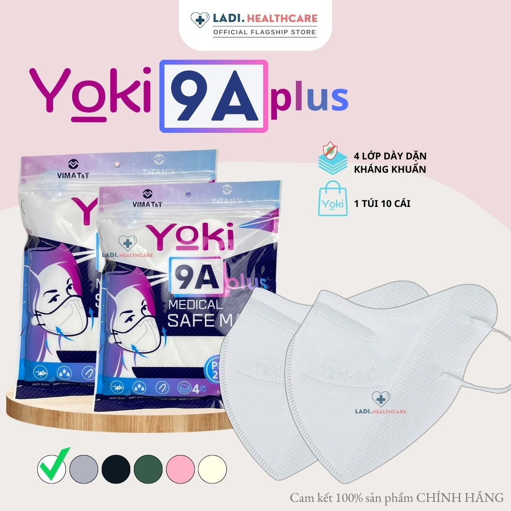 [Thùng 50 Cái] Khẩu trang 9A YOKI PLUS che kín mặt chống bụi mịn 2.5PM chính hãng công ty