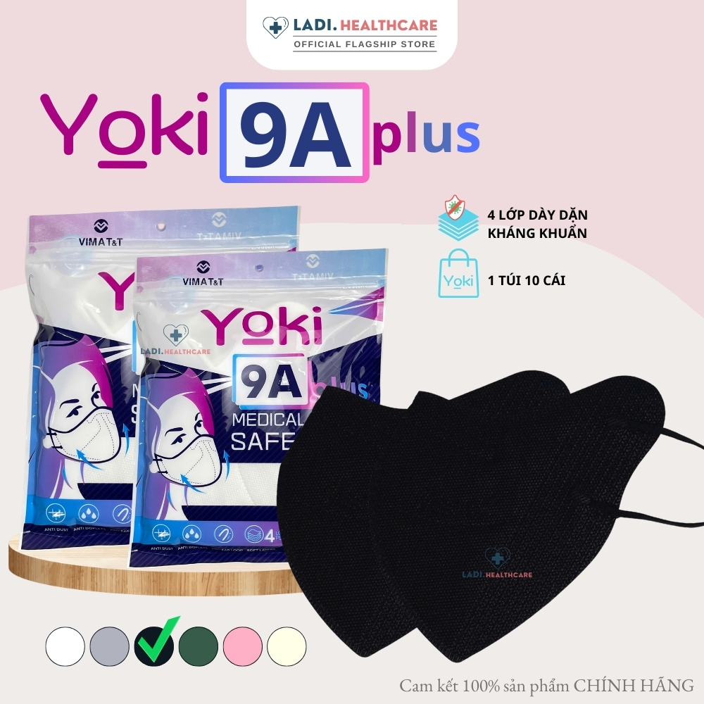 [Thùng 50 Cái] Khẩu trang 9A YOKI PLUS che kín mặt chống bụi mịn 2.5PM chính hãng công ty