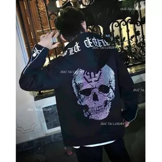 Áo khoác Philipp Plein Thu Đông Nam Đính Đá Kim Tuyến Thêu Cực Nét, áo hoodie đính đá Philip