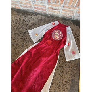 Set áo dài cách tân nữ mặc TẾT chất gấm đính bông nổi cổ tròn thêu họa tiết phối quần suông tuyết nhung cực xinh