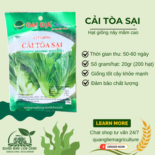 Cải Tòa Sại - Cải Tàu Sậy - Cải Làm Dưa - 20gram/50gram Đại Địa, Hạt Giống Nảy Mầm Tốt, Năng Suất Cao